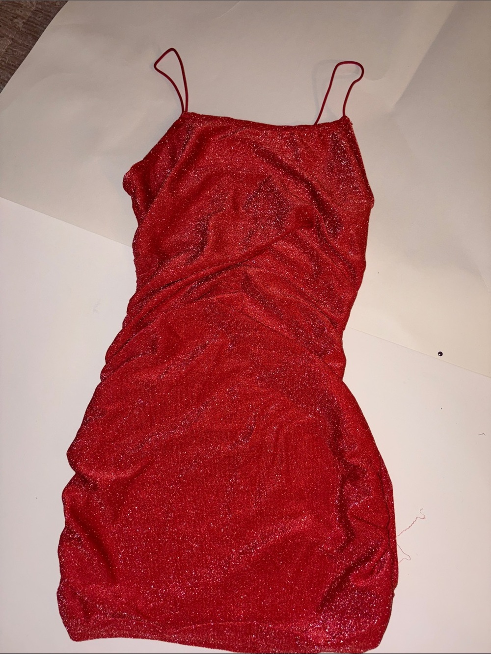 Red Sparkle Slip Dress with Spaghetti Straps